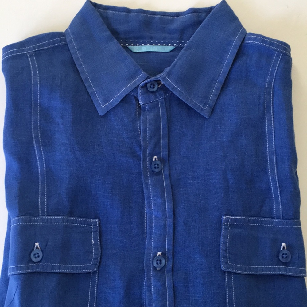 Toscano Aqua Men's Linen Shirt